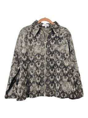 Anne Fontaine Printed Zip Front Jacket With Collar